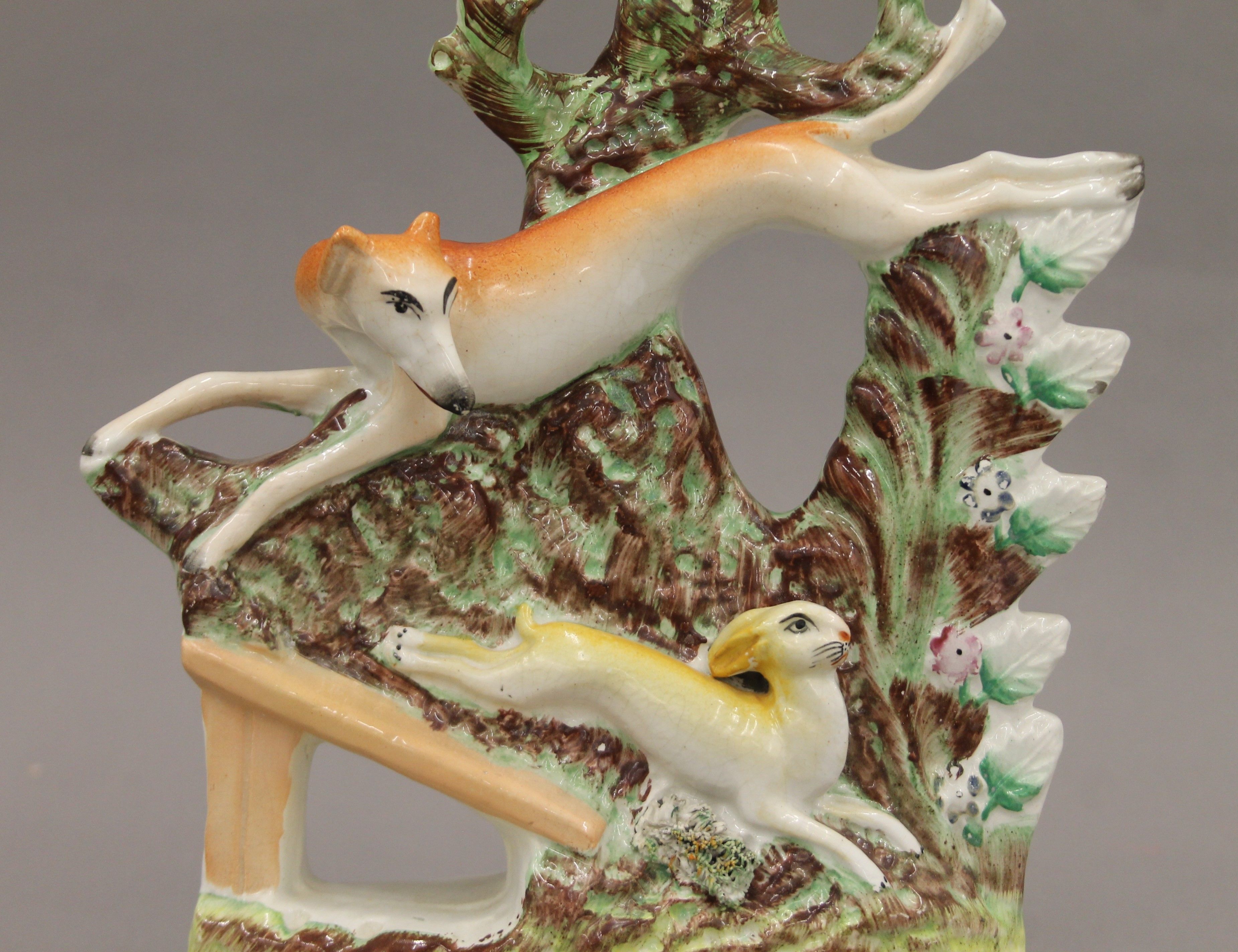 A pair of 19th century Staffordshire coursing models (left & right) each modelled as a greyhound - Image 3 of 6