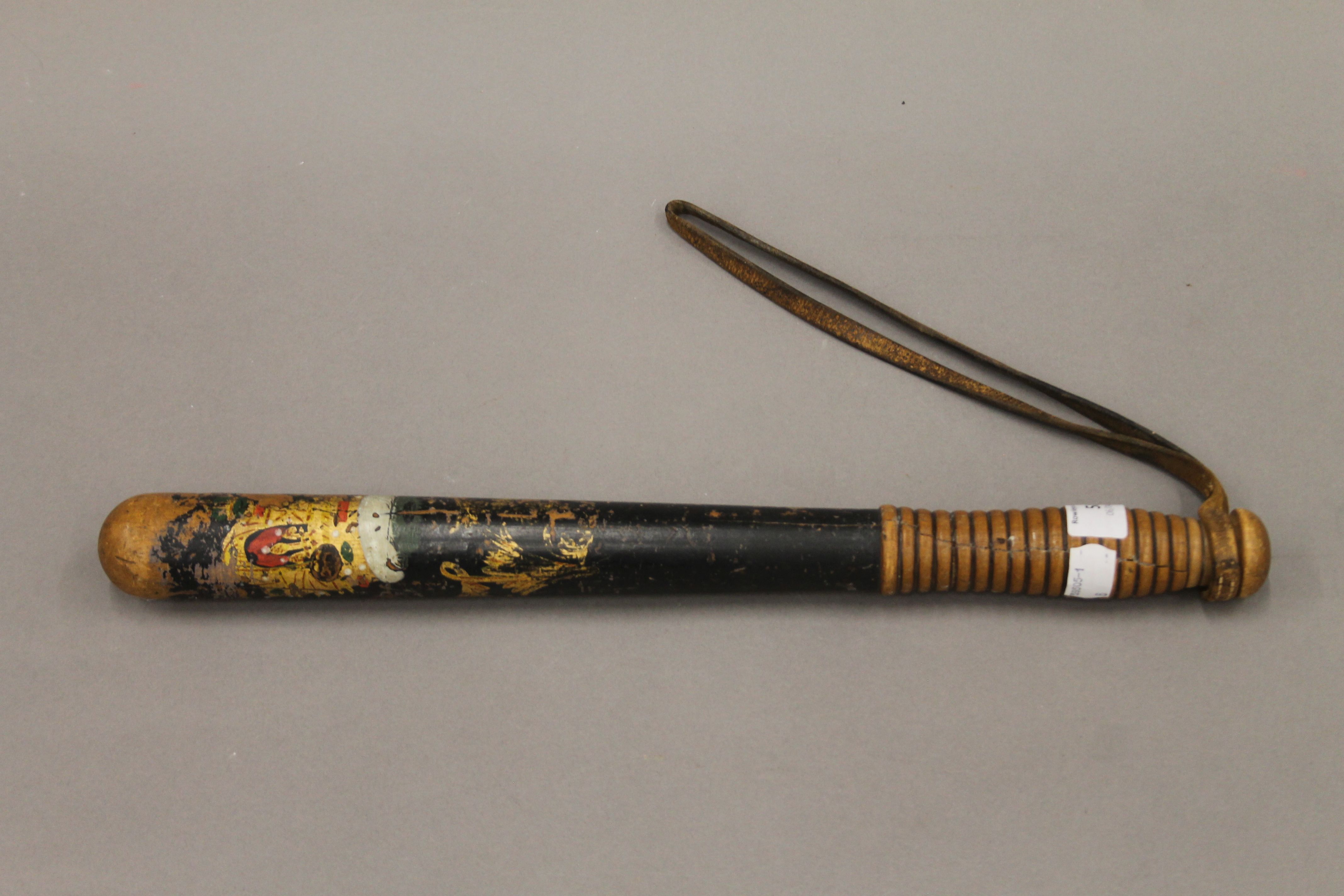 A Victorian painted wooden truncheon. 43 cm long. - Image 2 of 7