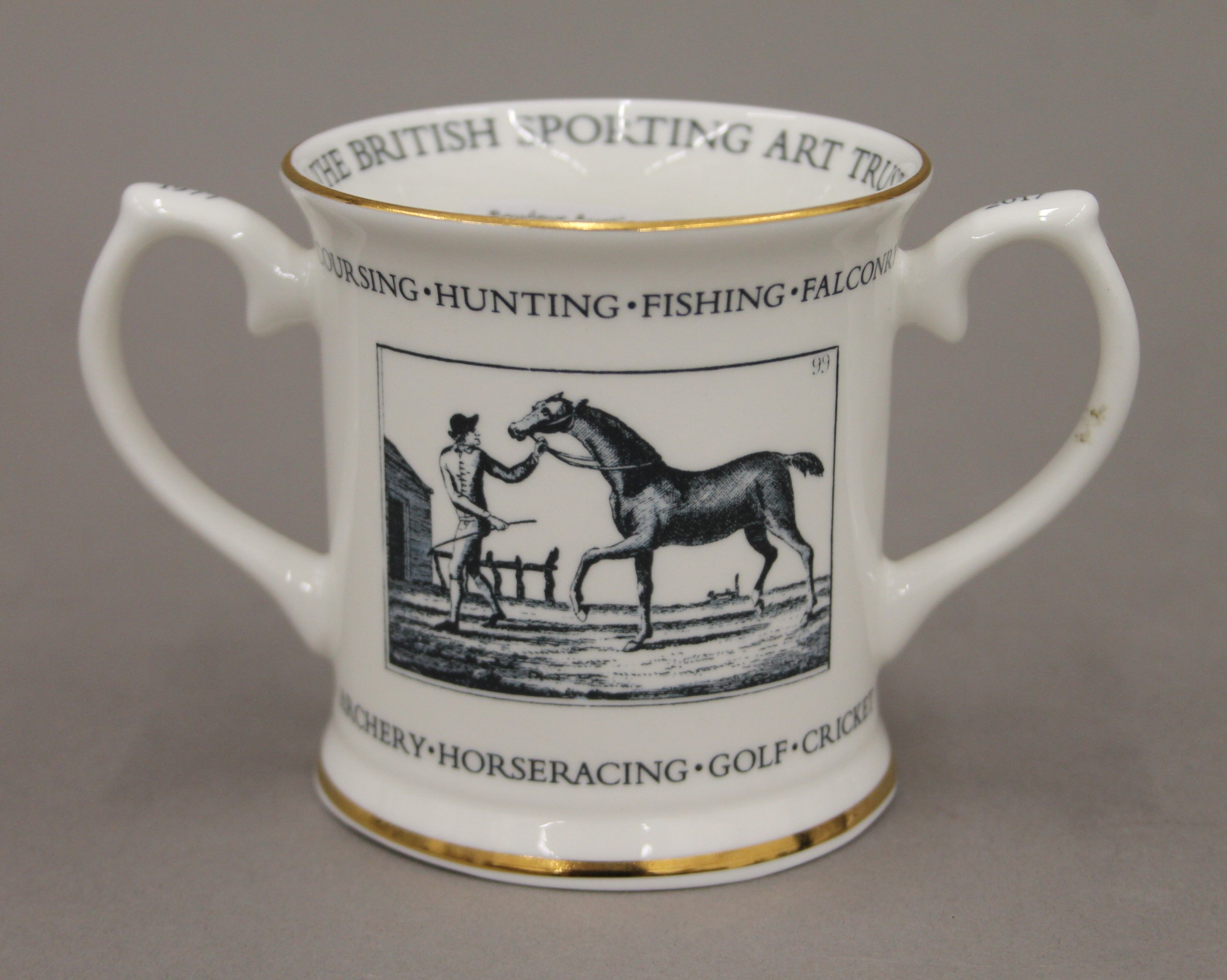 A loving cup - The British Sporting Art Trust celebrating 40 years 1977 to 2017, fine bone china,