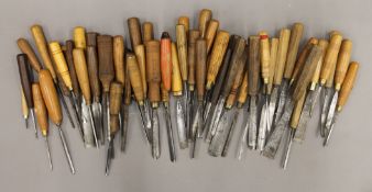 A collection of eighty-two chisels,