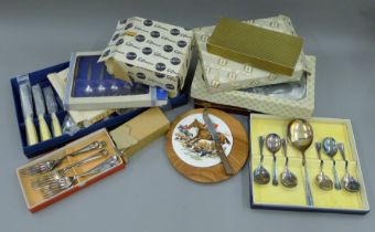 A quantity of various silver-plated cutlery etc.