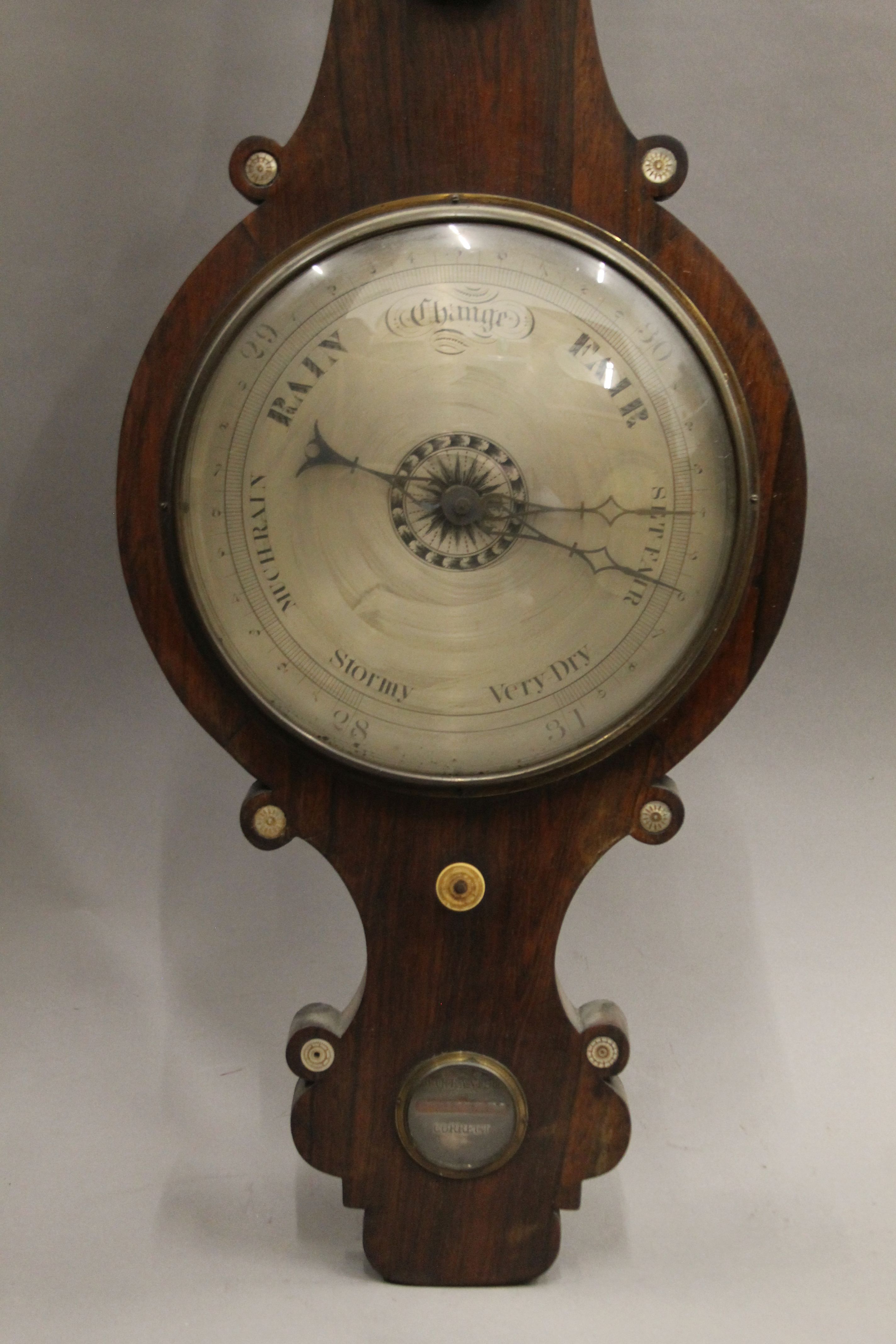 A 19th century rosewood banjo barometer. 103 cm high. - Bild 2 aus 4