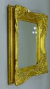 A wall mirror in a large ornate gilt frame 49 x 59 cm overall.