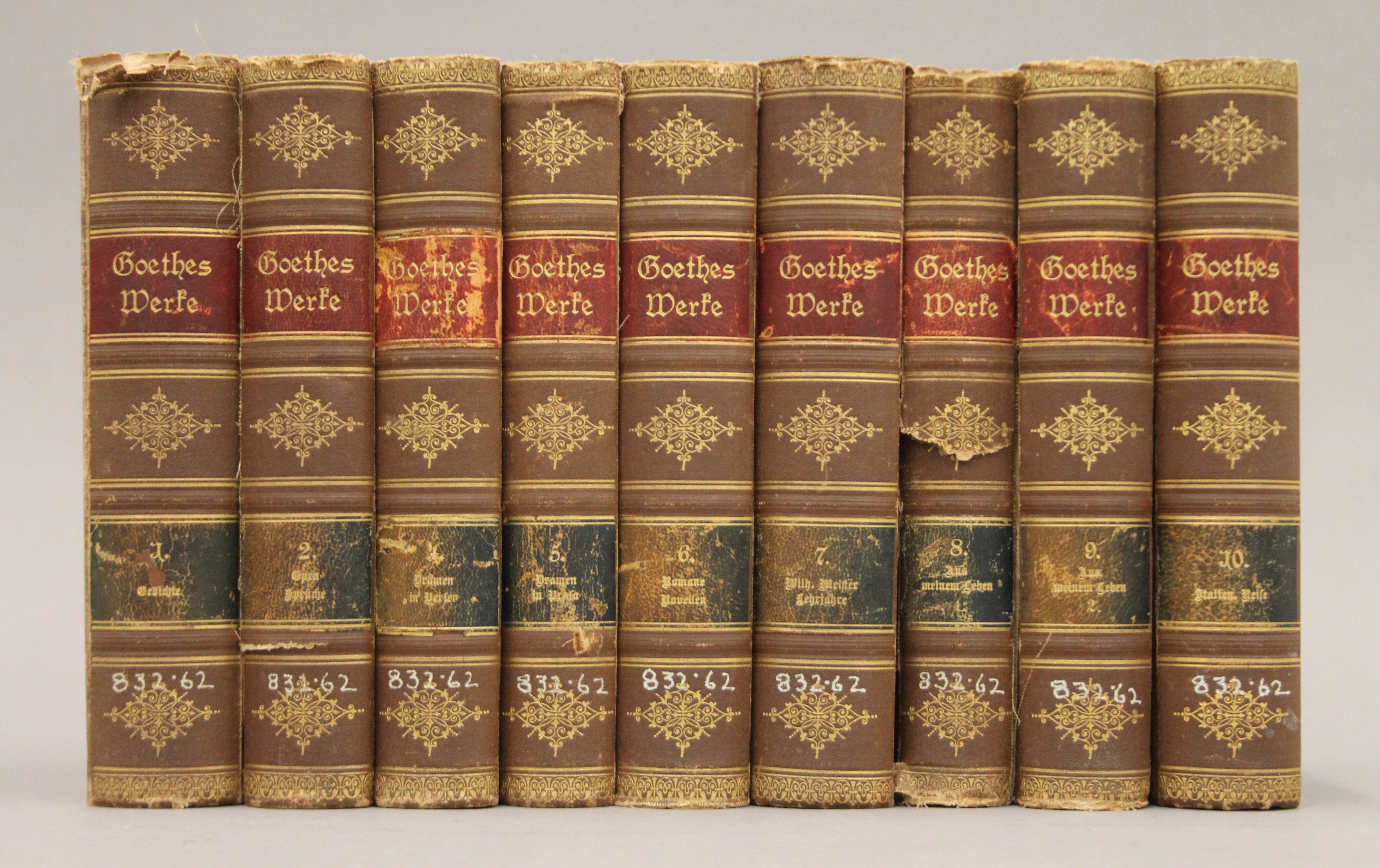 Goethes Werke, 9 volumes - 1, 2, 4, 5, 6, 7, 8, 9 and 10.