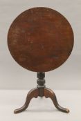 A 19th century mahogany tilt top tripod table. 62 cm diameter.