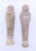 Two Egyptian shabtis. The largest 10.5 cm high.
