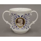 A loving cup by Royal Doulton showing Margaret Thatcher,