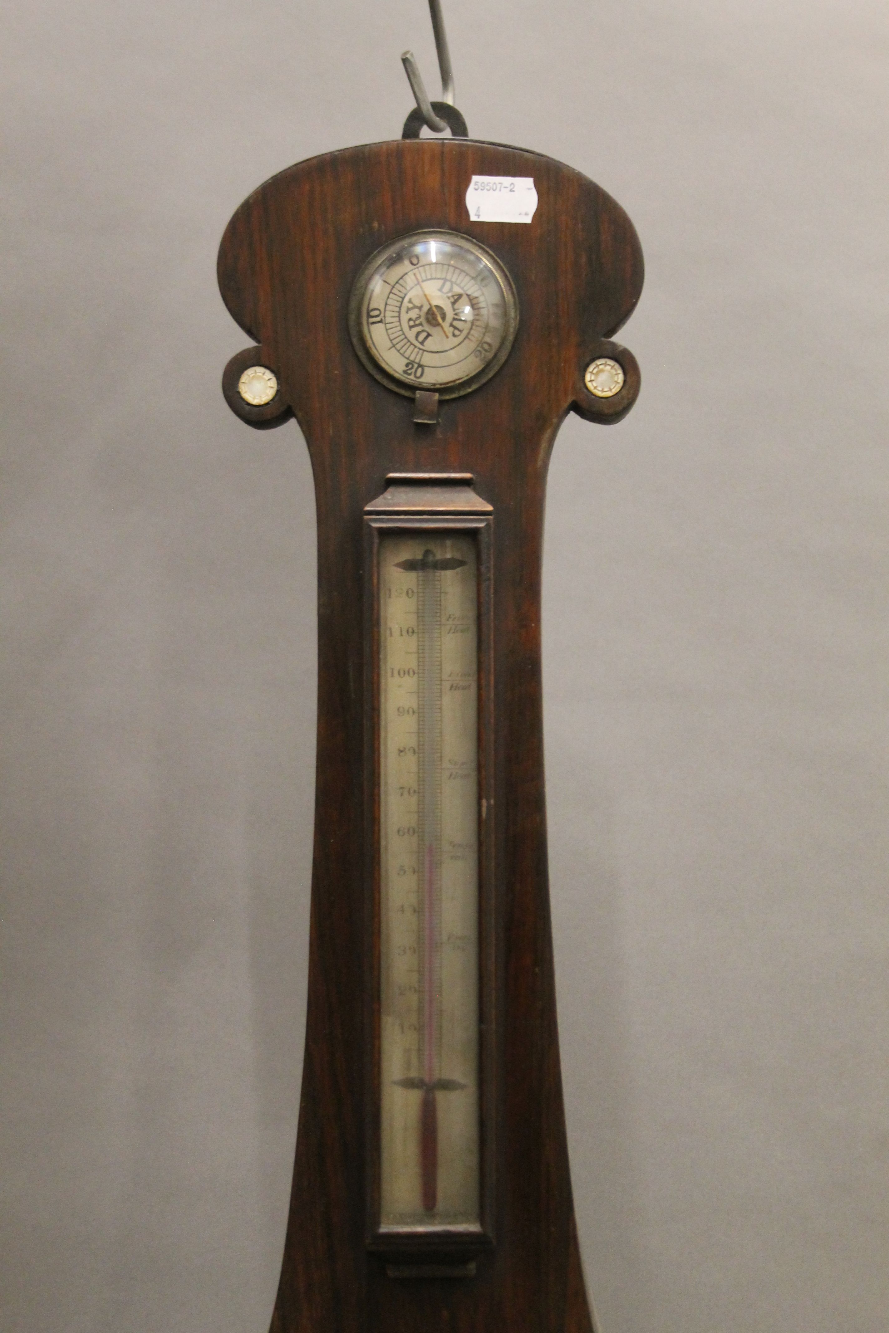 A 19th century rosewood banjo barometer. 103 cm high. - Bild 3 aus 4