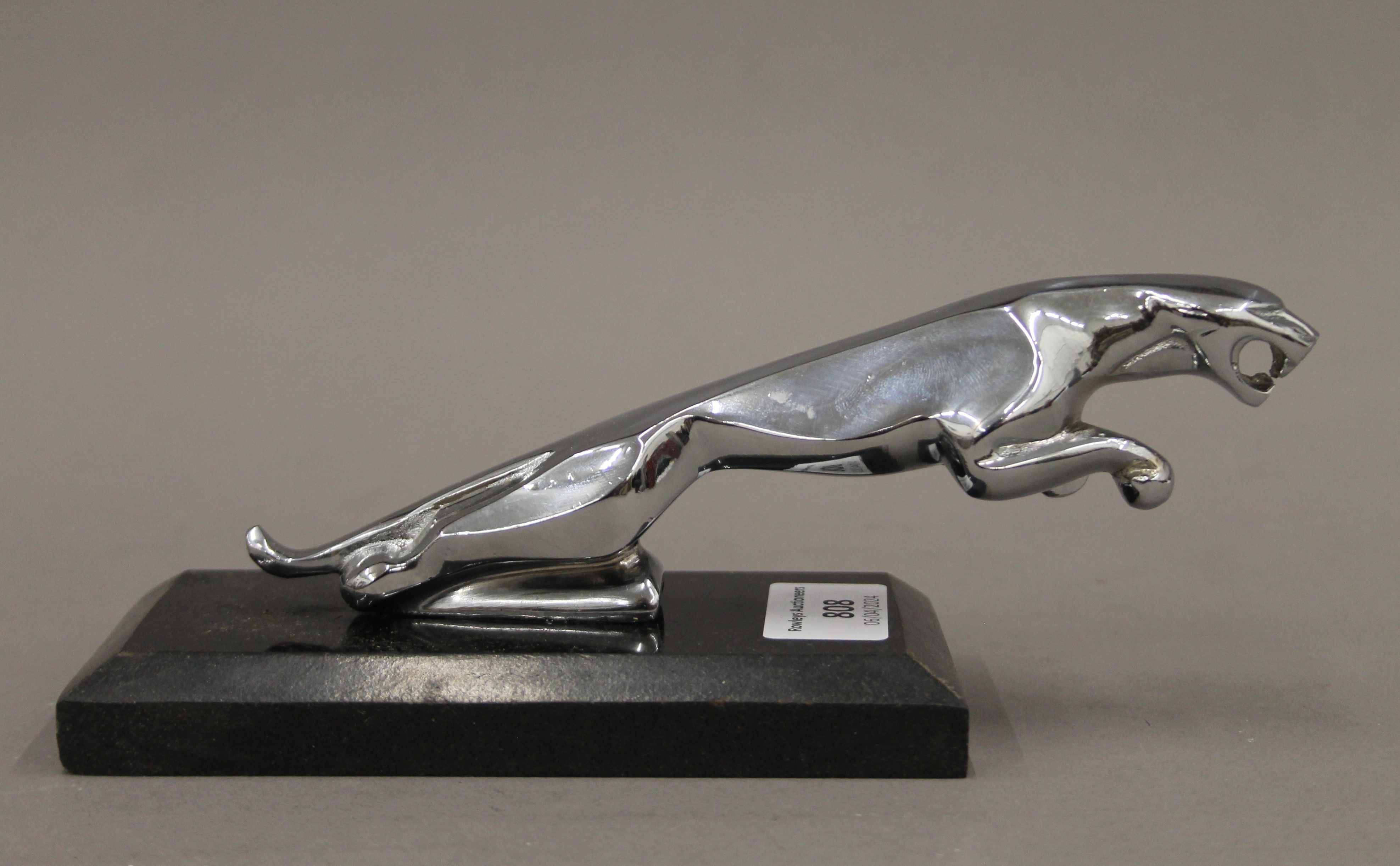 A jaguar car mascot on stand. 21 cm long overall. - Image 2 of 3
