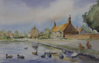 KEN TIDD, Ducks out on the Town, watercolour, signed, framed and glazed. 51 x 33 cm.