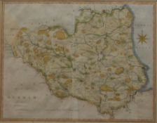 JOHN CASE, a map of Northumberland and Durham, dated 1805, framed and glazed. 52 x 40.5 cm.