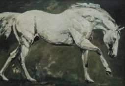 TREVOR TAYLOR, White Horse, print, framed and glazed, signed in pencil to the margin. 23.5 x16 cm.