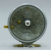 A 1936 model Allcock and Co Aerial 3 1/2" fly reel with level check and scarcer leaded finish.