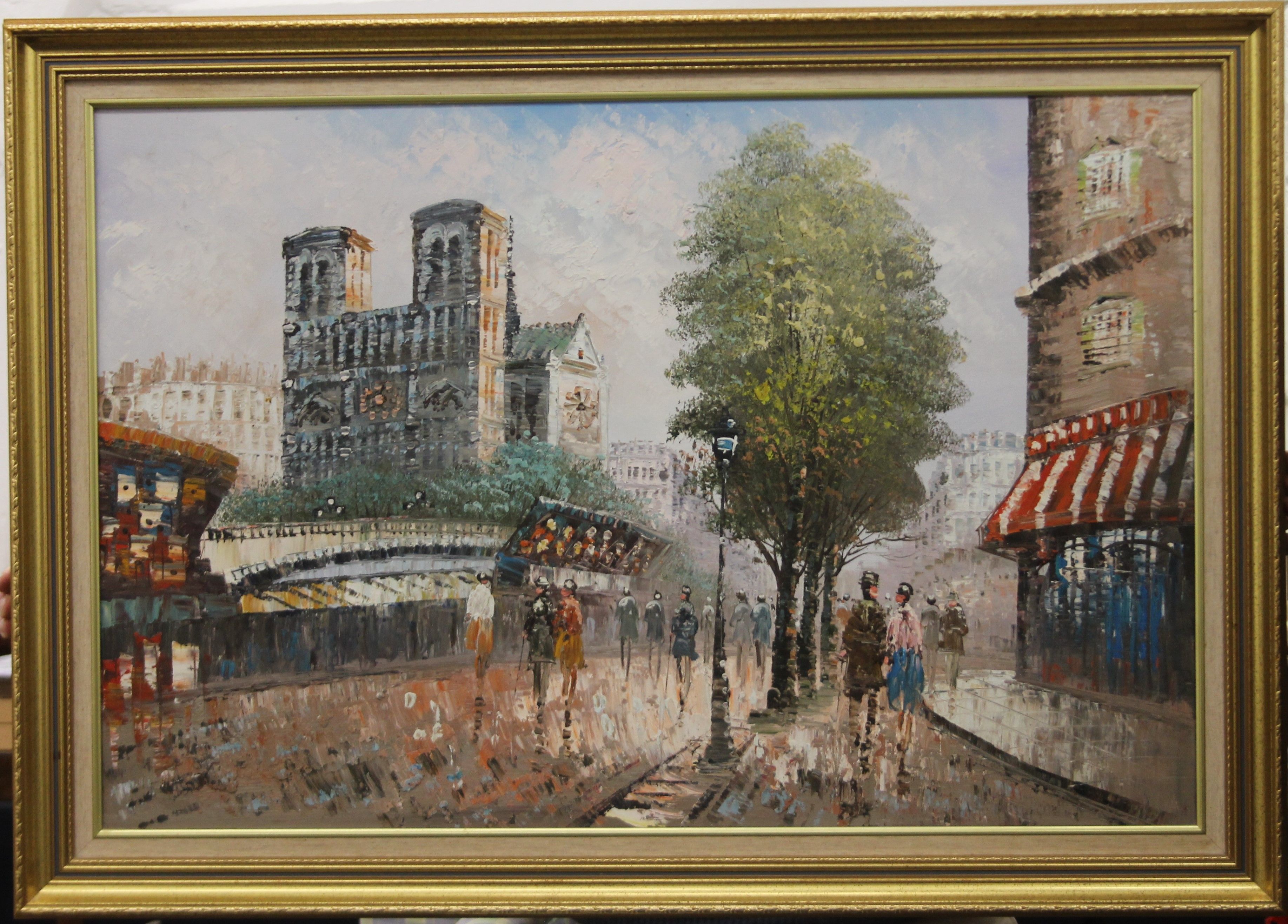 CAROLINE BURNETT, Parisian Street Scene, unsigned, oil on canvas, framed. 90.5 cm x 55. - Image 2 of 2