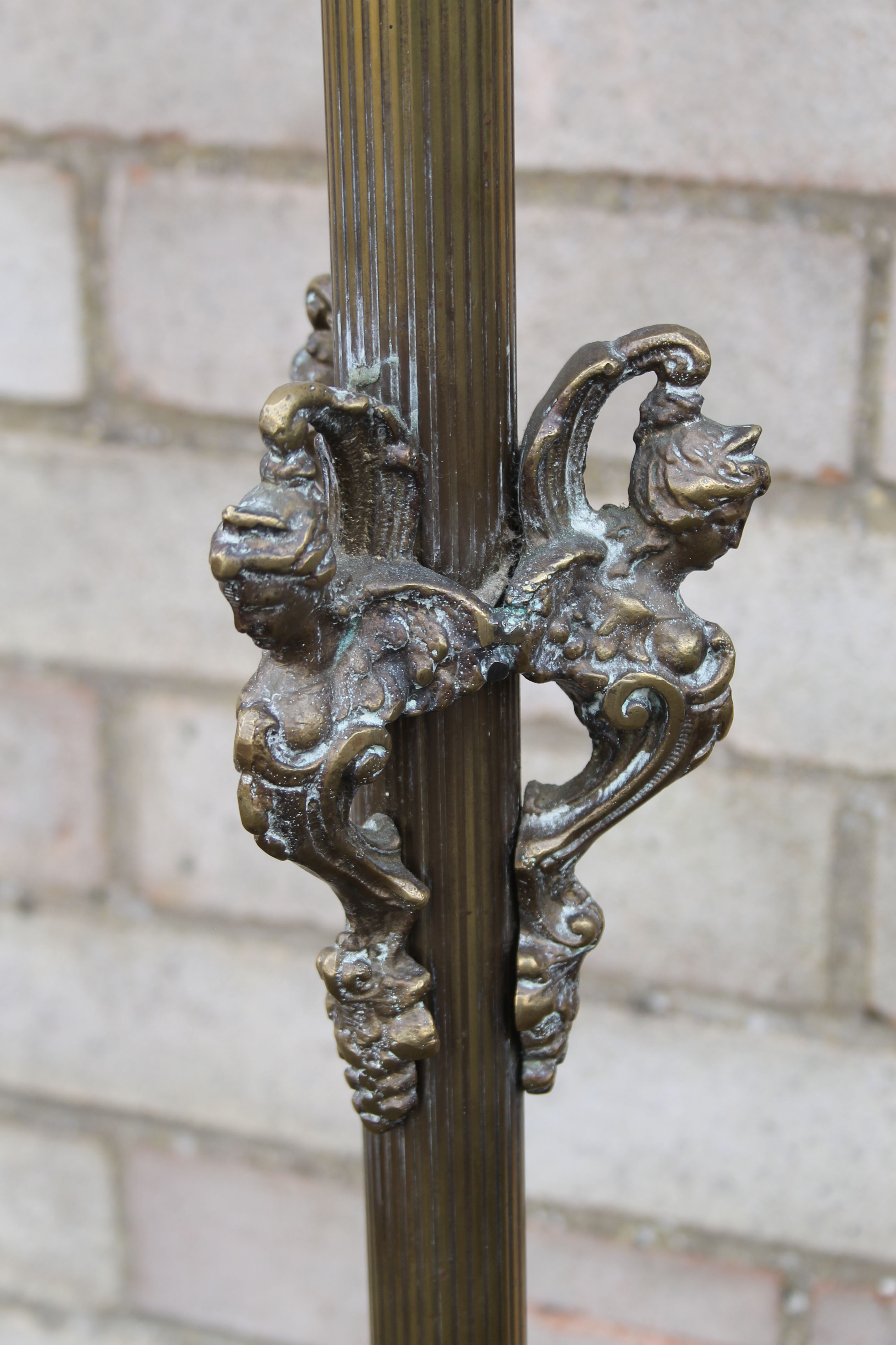 A brass candle stand. 143 cm high. - Image 4 of 5