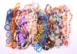 A quantity of various necklaces.
