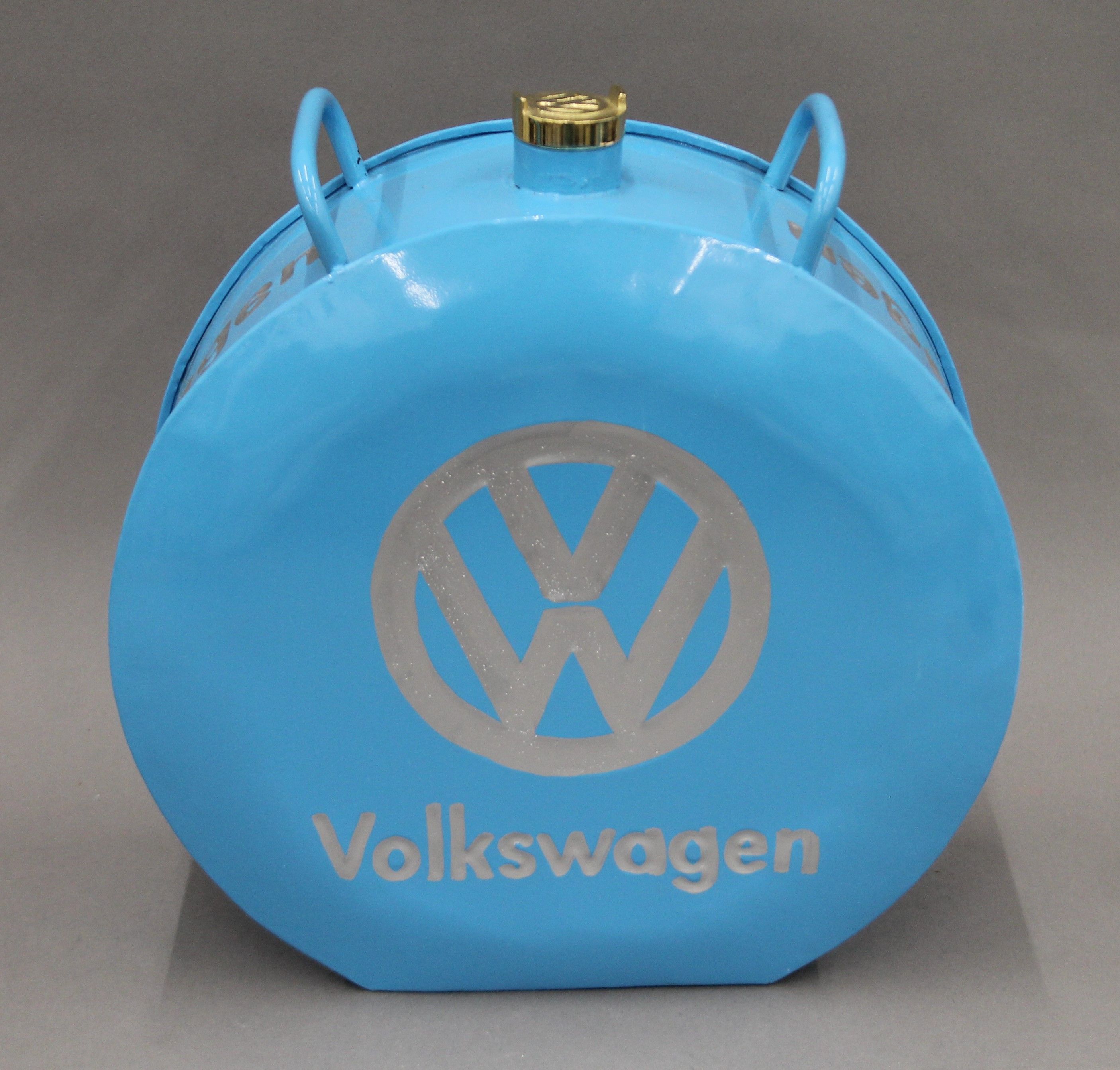 A blue Volkswagen petrol can. 36.5 cm high.