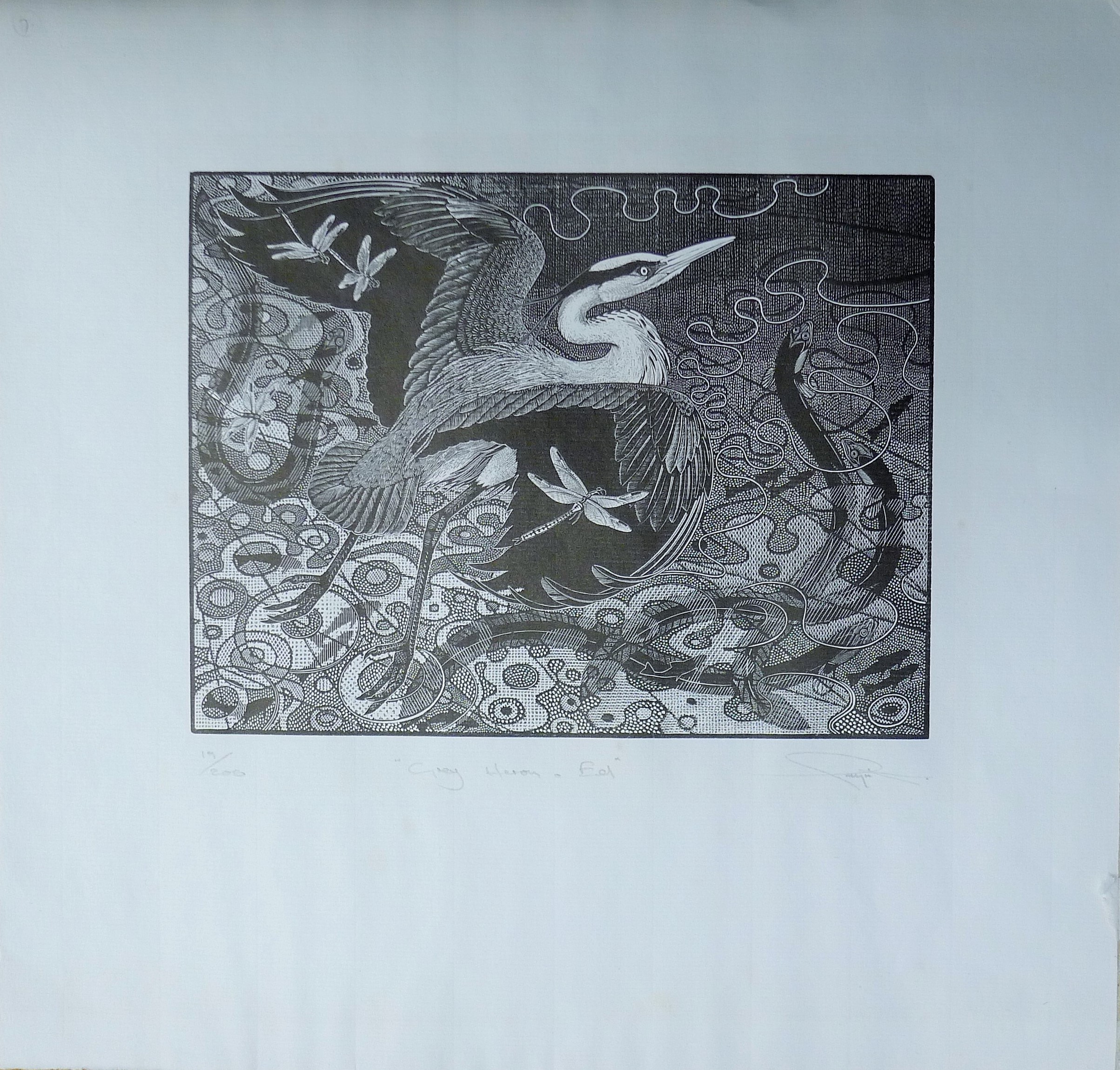 SEE-PAYNTON, COLIN (born 1946) British (AR), Grey Heron and Eel, wood engraving, - Image 2 of 5