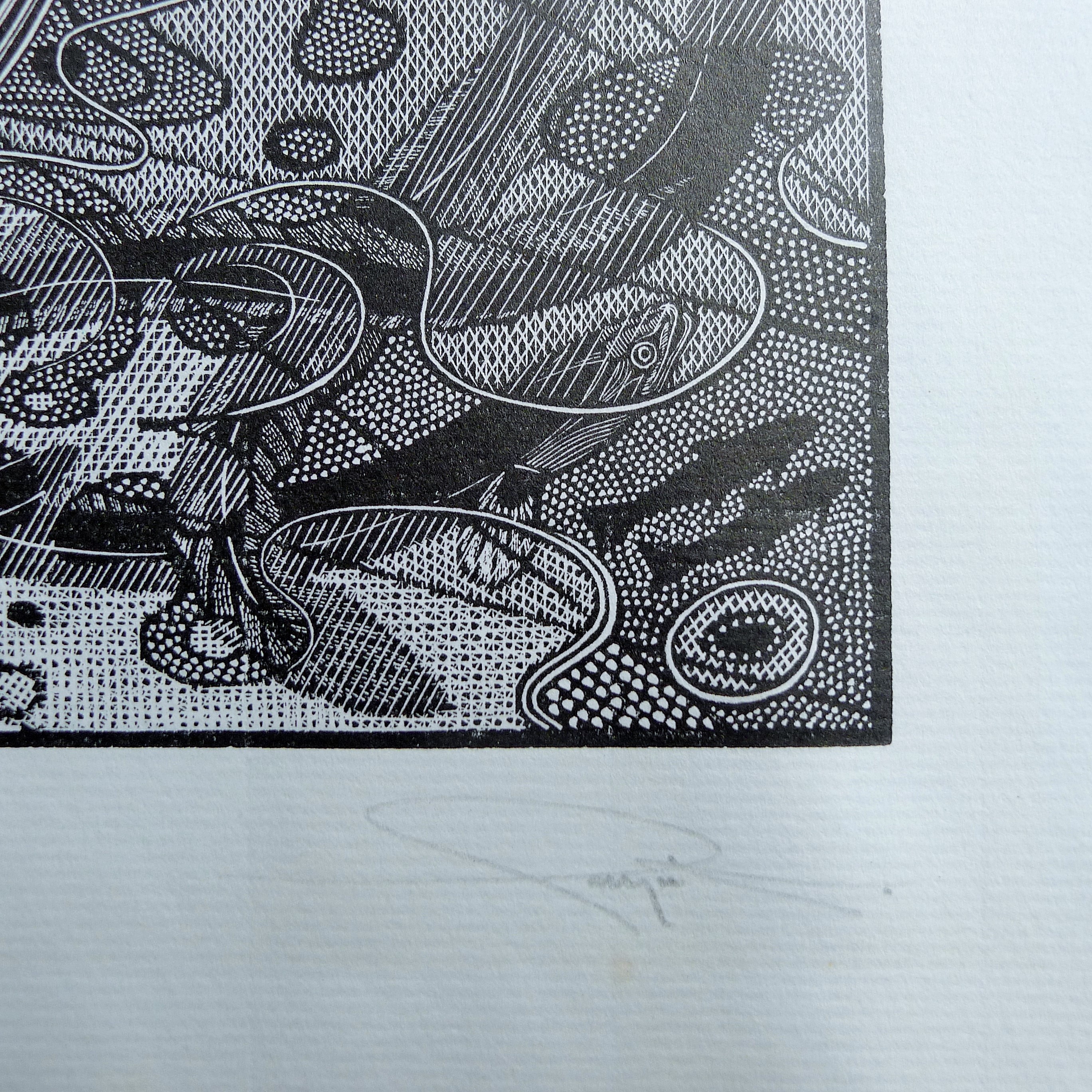 SEE-PAYNTON, COLIN (born 1946) British (AR), Grey Heron and Eel, wood engraving, - Image 3 of 5