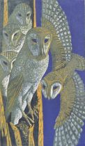 OSBORNE, JAMES T A (1907-1979) British (AR), Family of Barn Owls, woodcut, edition of 30,