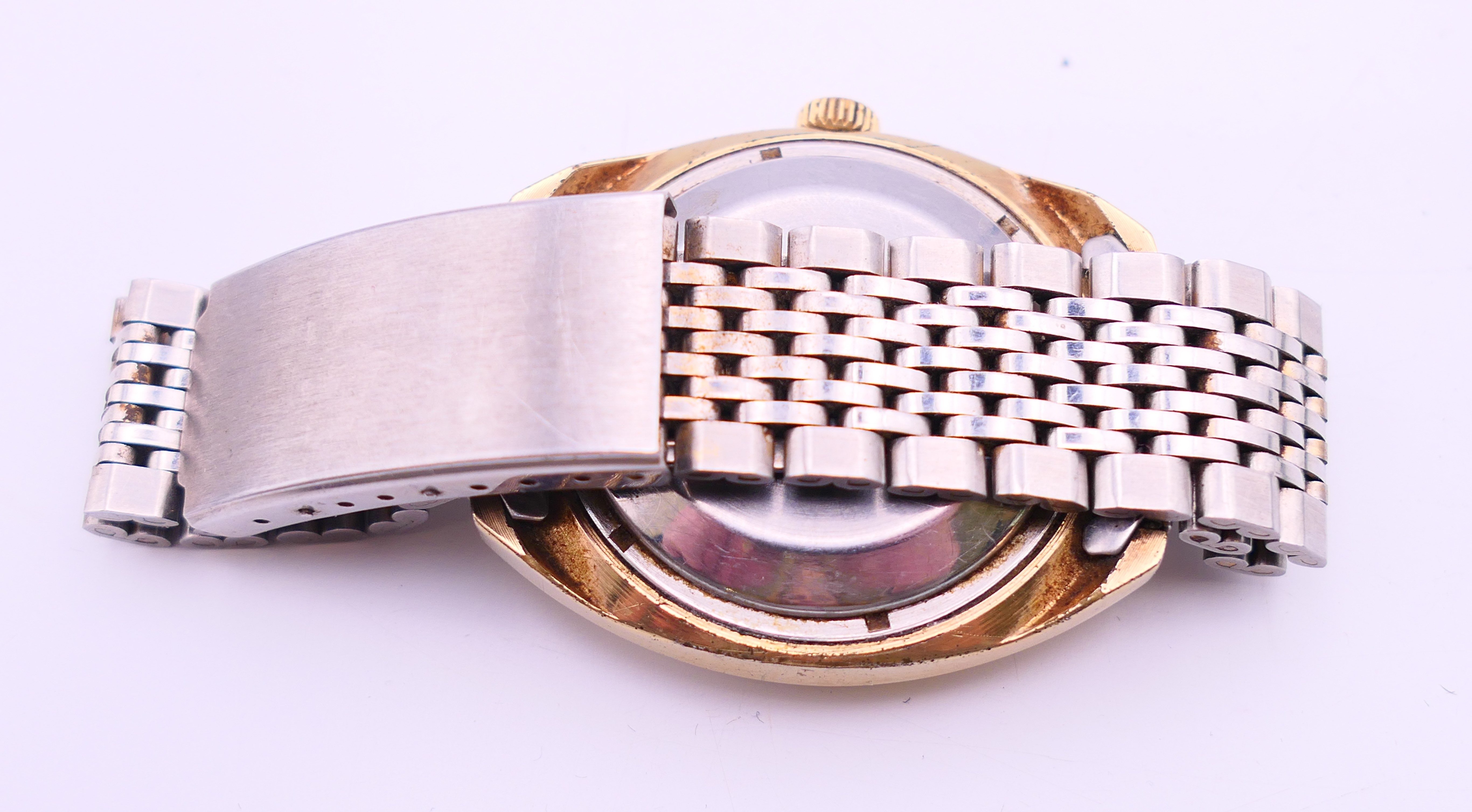 A Sekonda gentleman's wristwatch with day/date aperture. 4 cm diameter. - Bild 6 aus 6