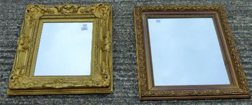 Two gilt-framed mirrors. The largest 55.5 x 66 cm.