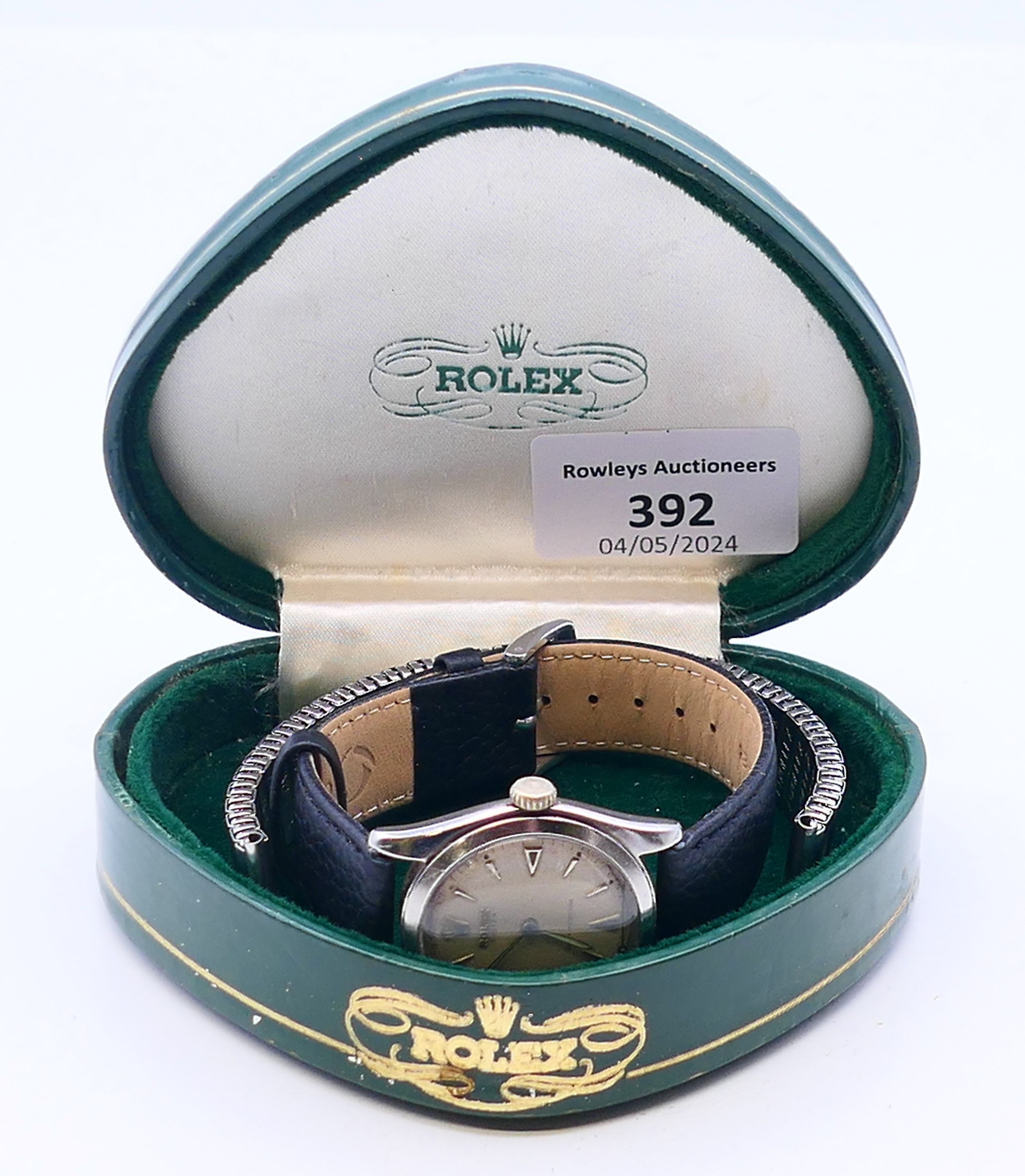 A 1952/53 Gentleman's Rolex Oyster wristwatch, on later strap, in a Rolex box. 3.5 cm wide. - Image 11 of 14