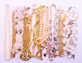 A quantity of costume jewellery to include, necklaces, watches etc.