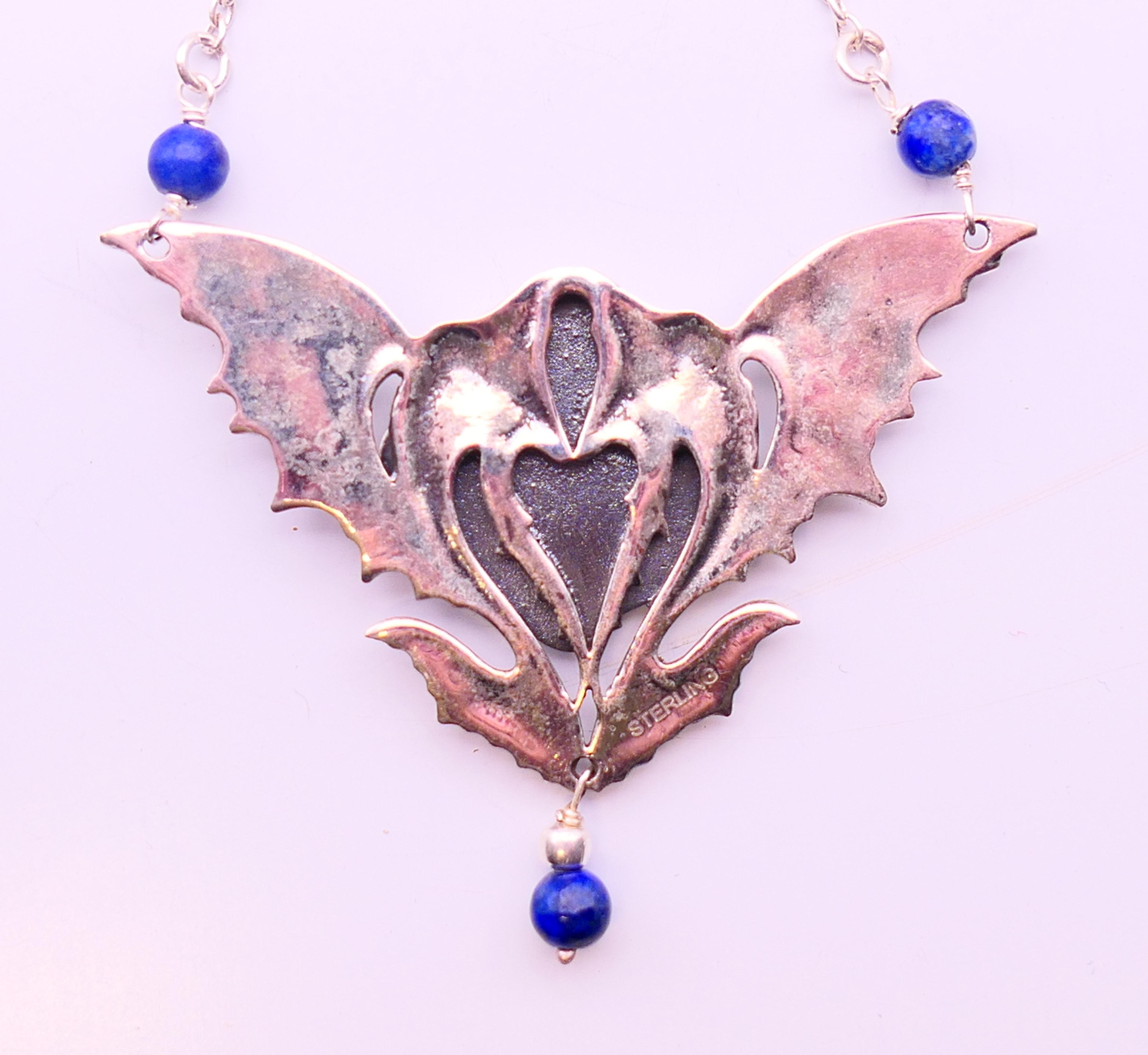 A silver Art Nouveau-style pendant necklace. - Image 3 of 5