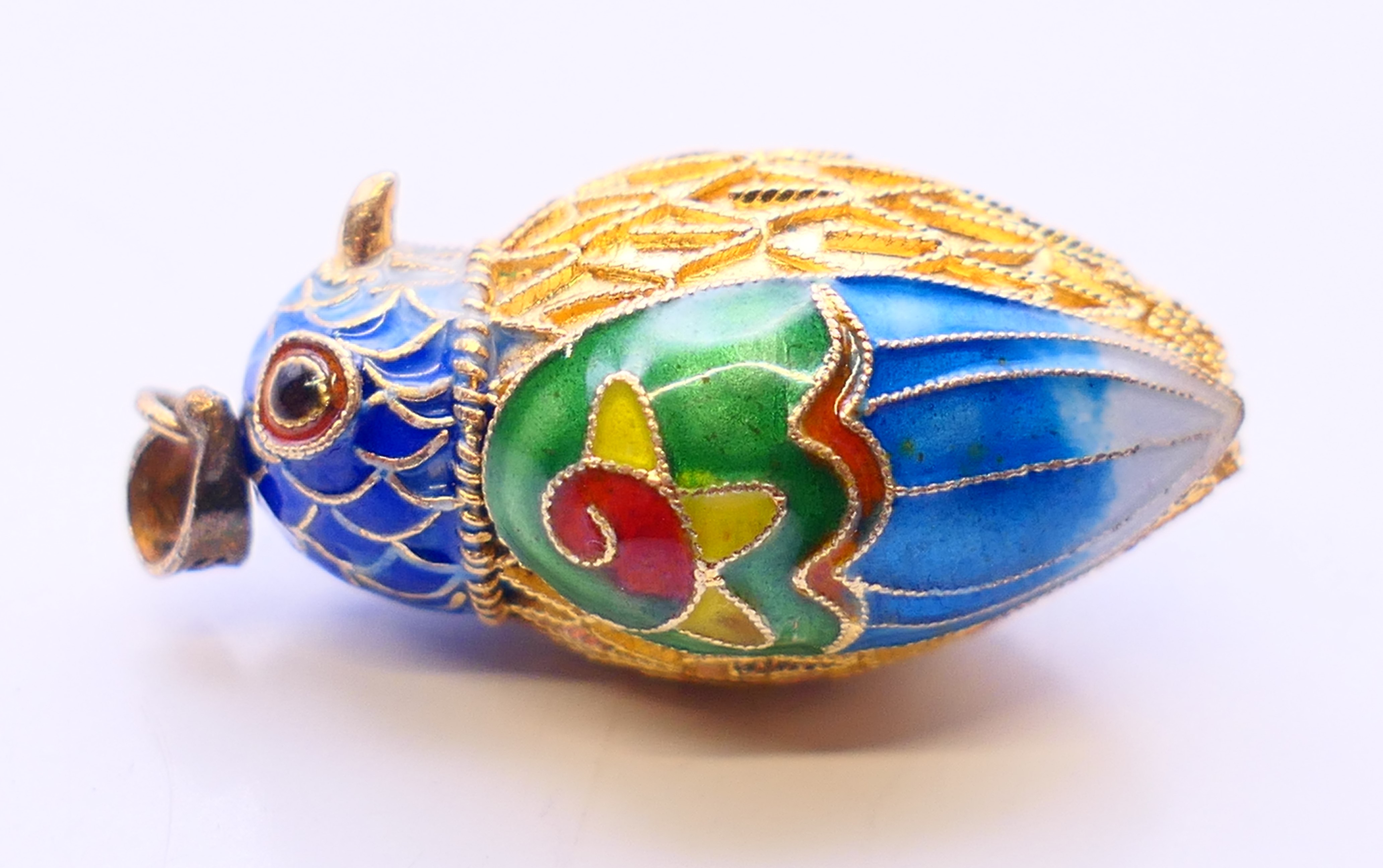 Two Chinese silver and enamel pendants. 4 cm high and 3 cm high. - Image 6 of 7