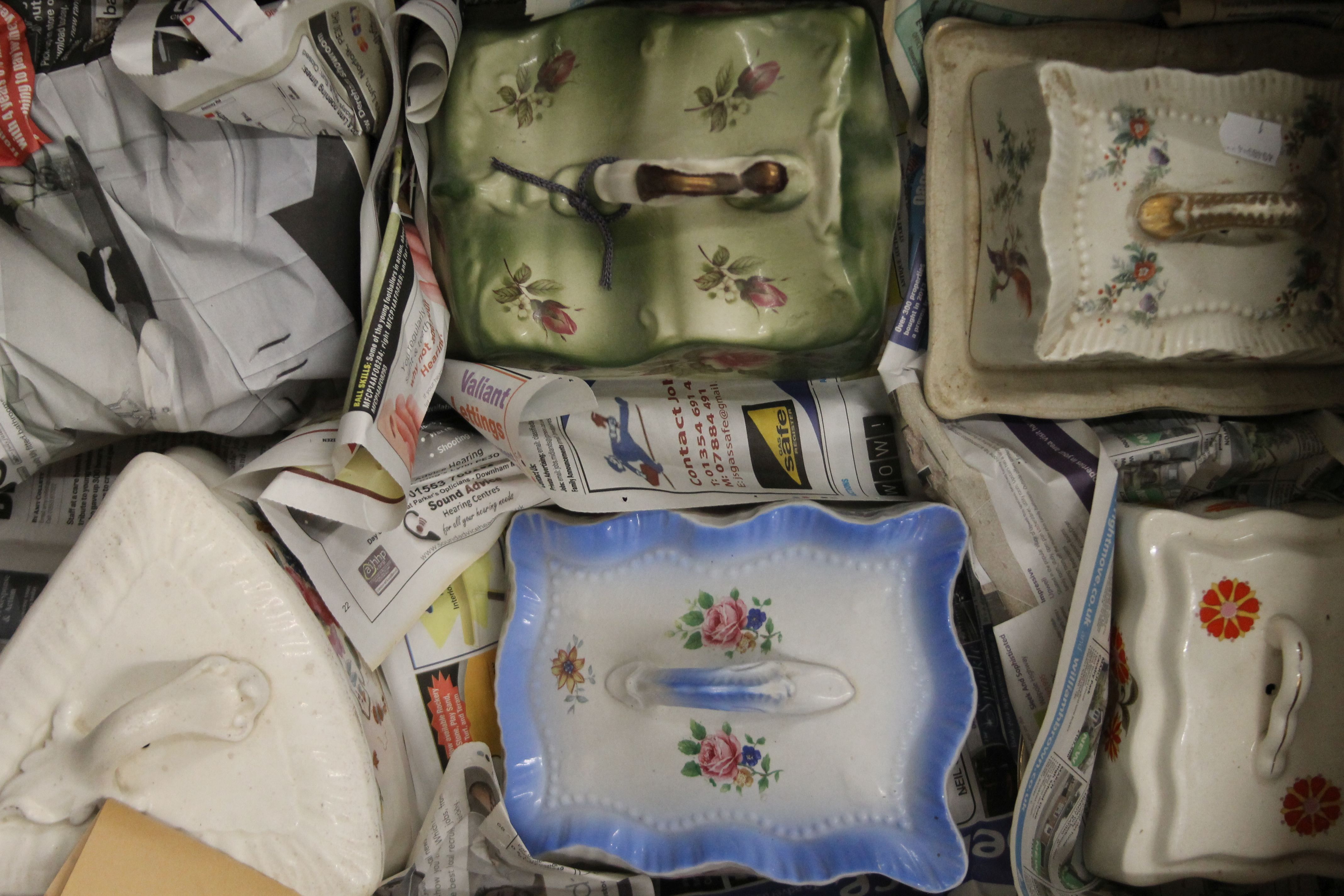 Four boxes of porcelain butter dishes to include Masons ironstone, Wedgwood, etc. - Image 11 of 14