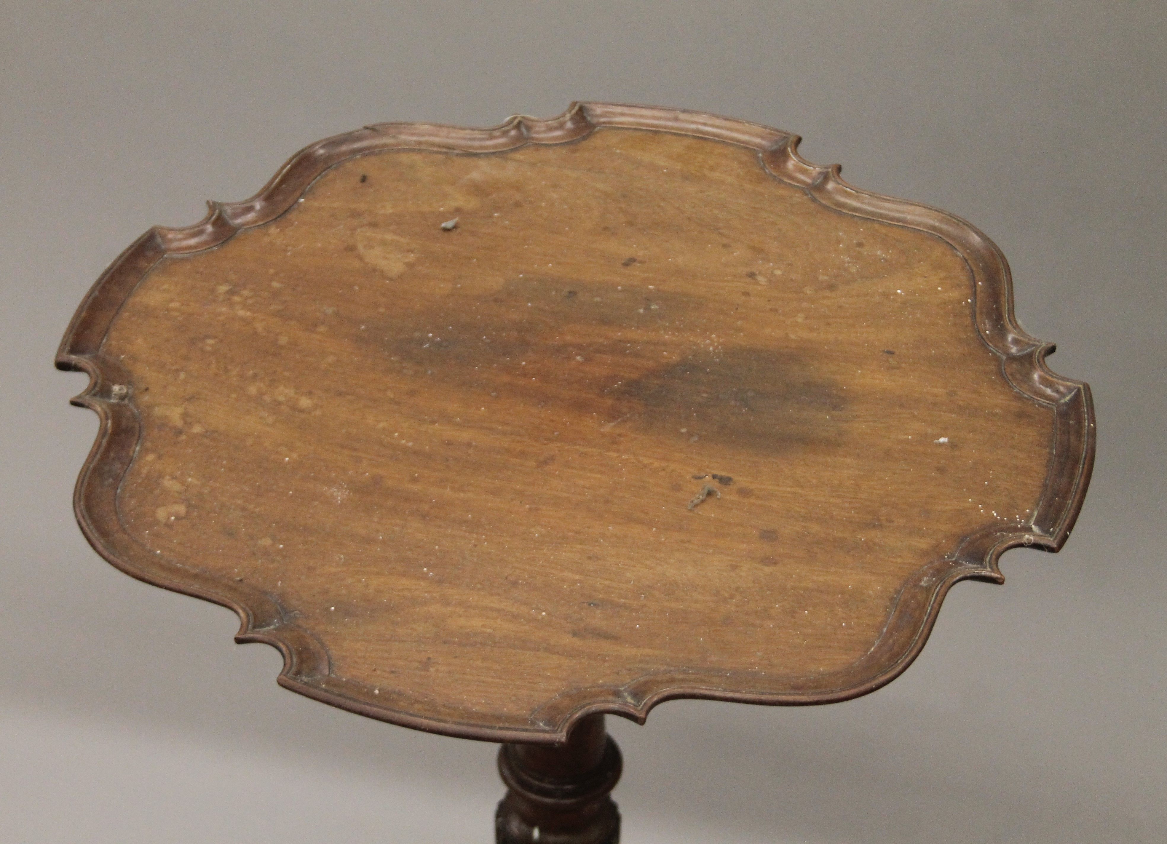 A 19th century mahogany pie crust tilt top tripod table. 53 cm wide. - Image 3 of 8