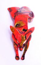 A Lea Stein fox brooch. 9 cm high.