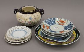 A selection of miscellaneous Oriental and other ceramics.