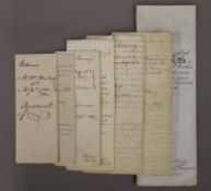 Seven various historical documents.
