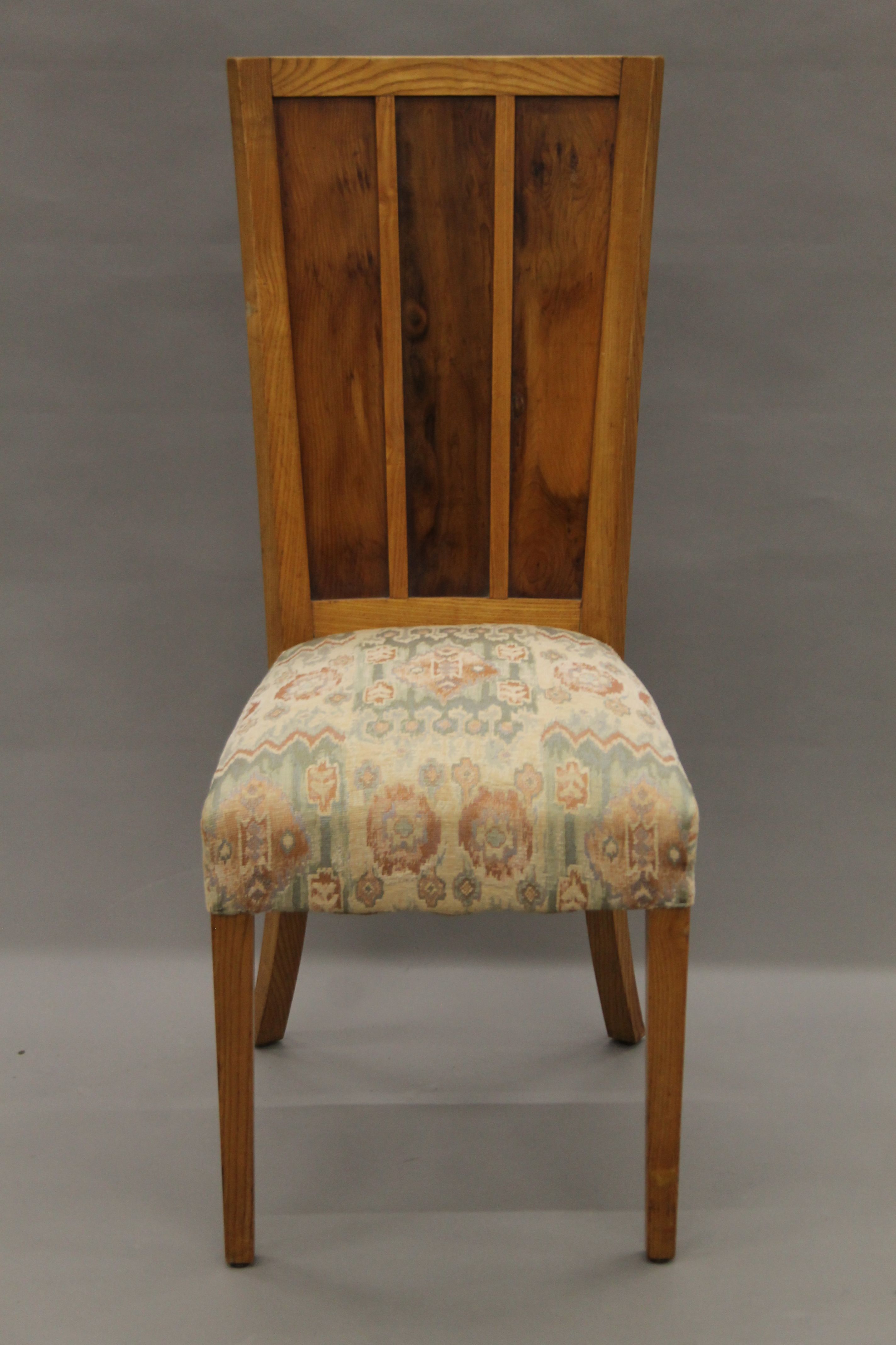 A set of six early 20th century oak and yew wood dining chairs. 45 cm wide. - Image 2 of 6
