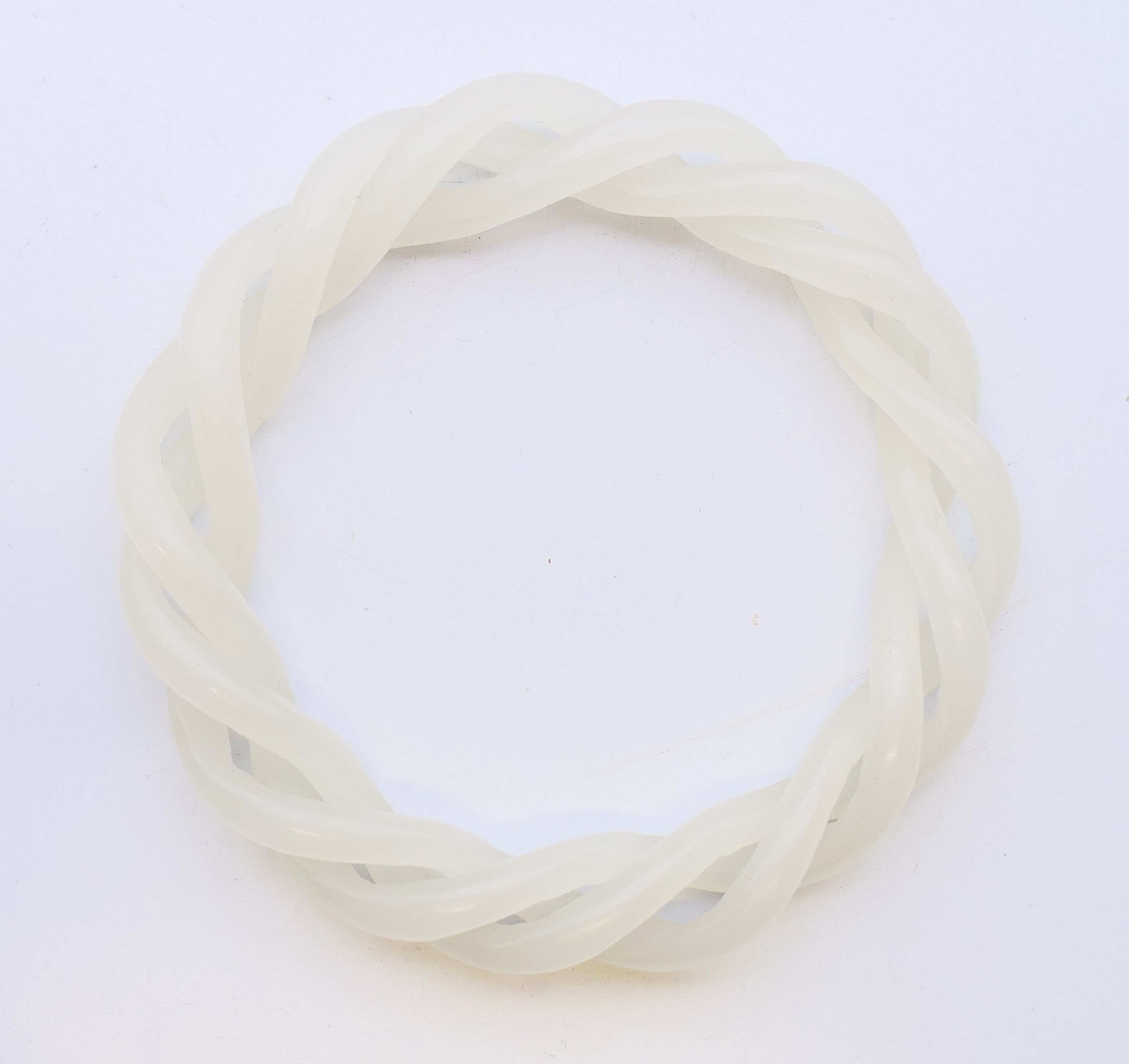 A white jade triple twist bangle. 6 cm internal diameter, 9 cm external diameter. - Image 3 of 3