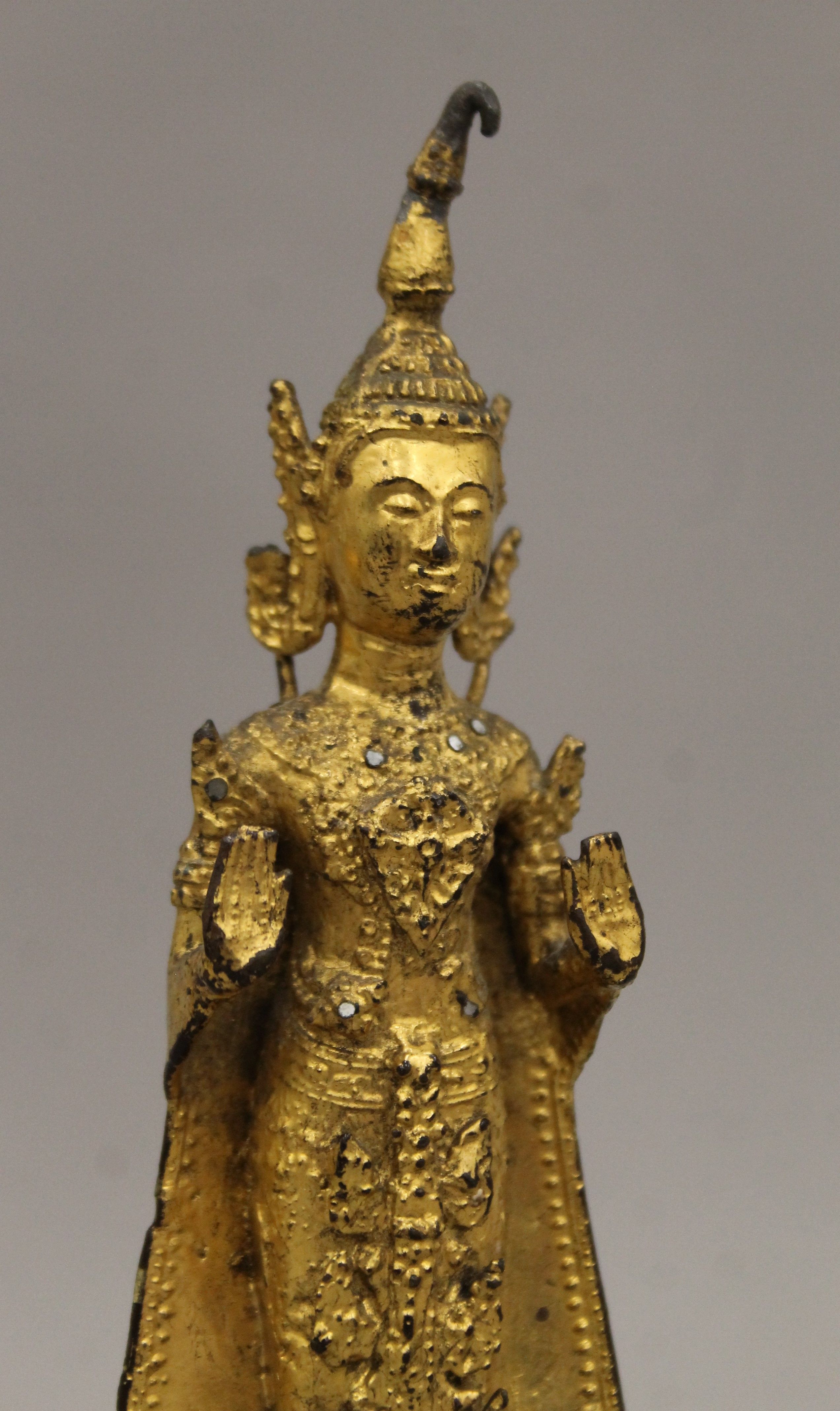 A small Thai gilded bronze standing Buddha, - Image 3 of 10