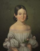 19th CENTURY SCHOOL, Portrait of a Young Girl, oil on canvas, framed. 42.5 cm x 54 cm.