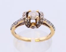 A 14 K gold ring. Ring size N/O.