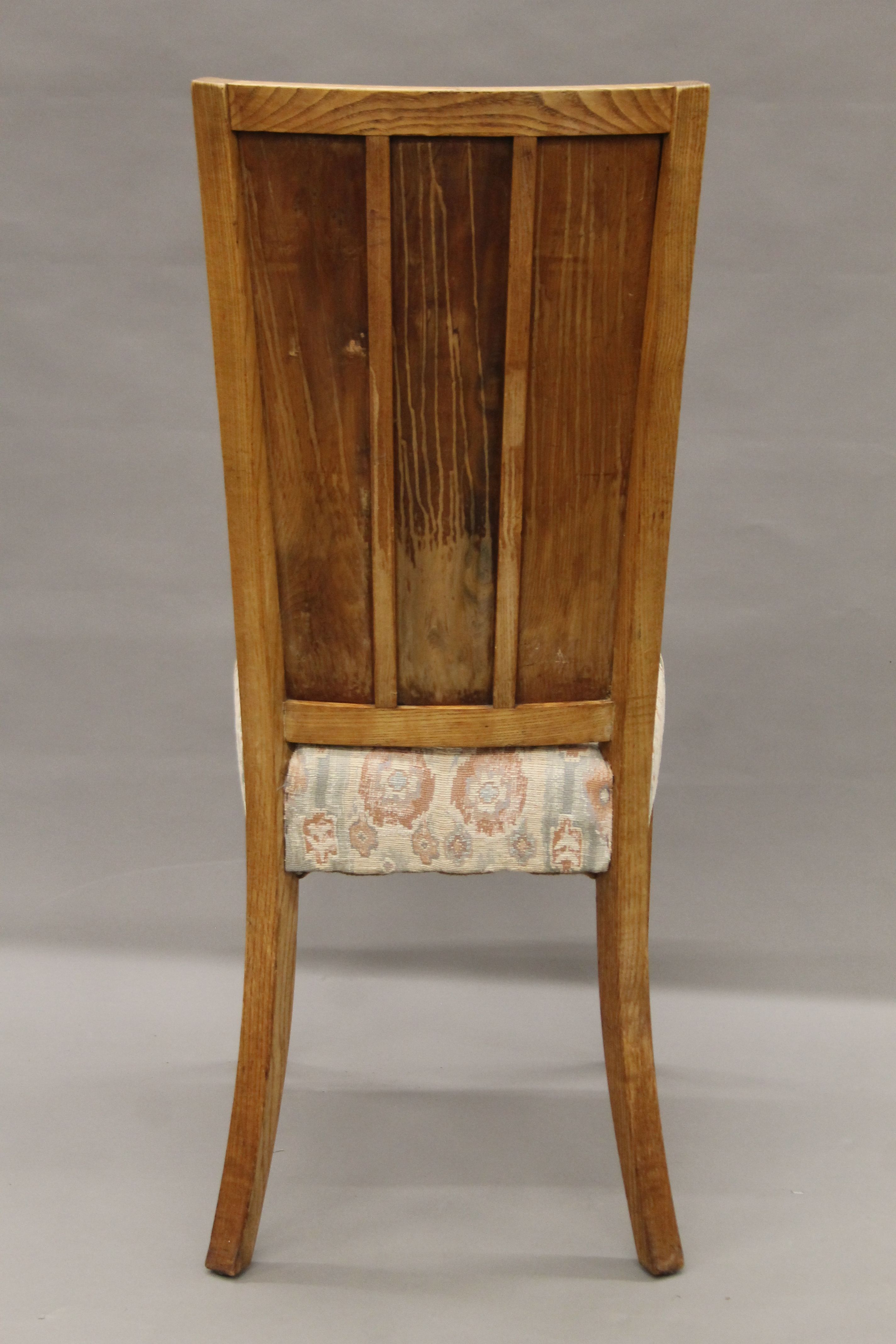 A set of six early 20th century oak and yew wood dining chairs. 45 cm wide. - Image 5 of 6