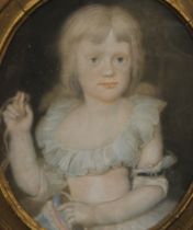 19th CENTURY SCHOOL, Portrait of a Young Girl, pastel, framed and glazed. 42 cm high.