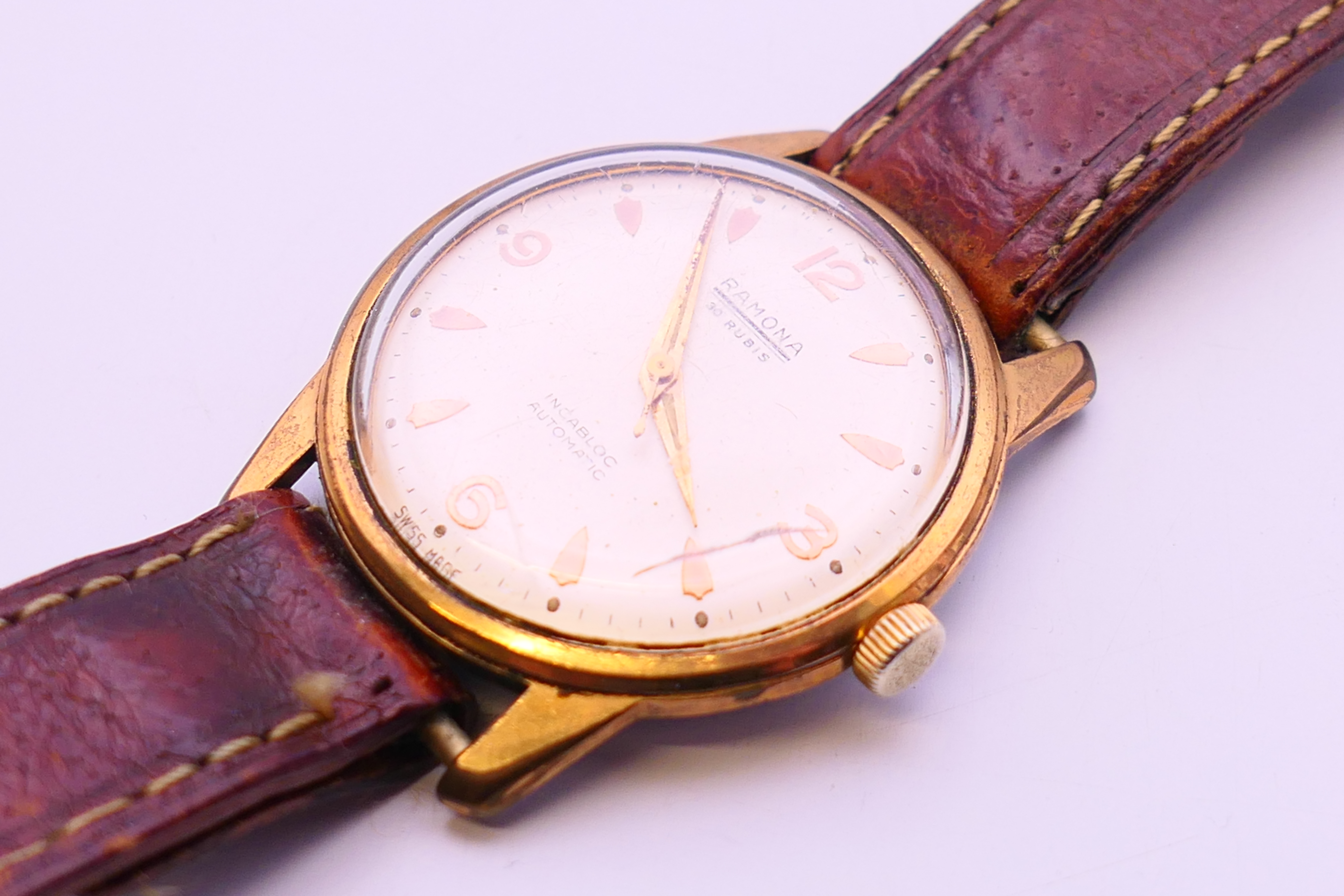 A 1960s Ramona 30 Rubis Incabloc gentleman's wristwatch. 3.5 cm diameter. - Image 3 of 6