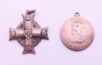 Two silver naval medallions, one engraved 842201 Pte C H Reeve to reverse,