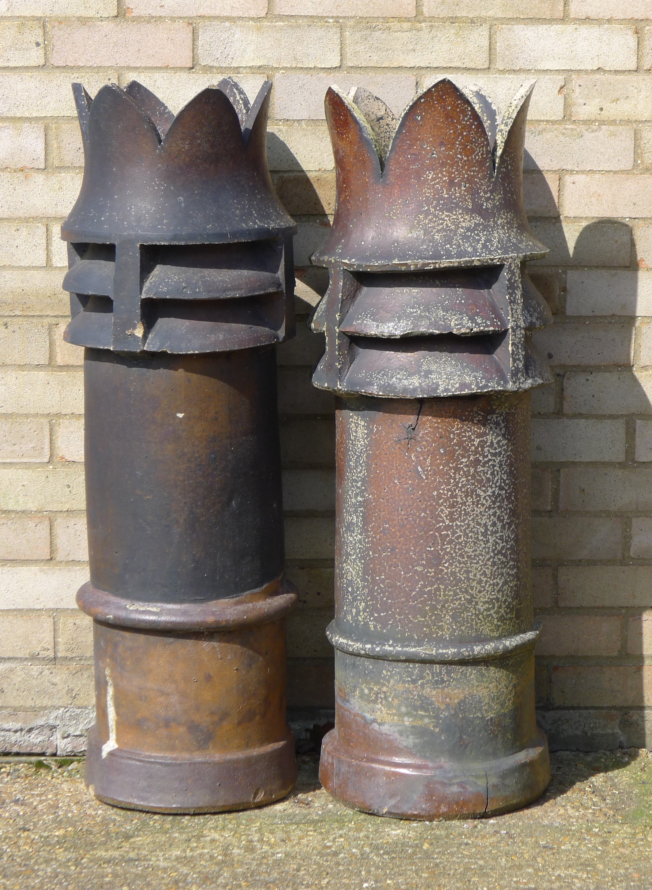 A pair of chimney pots. Each 105 cm high.
