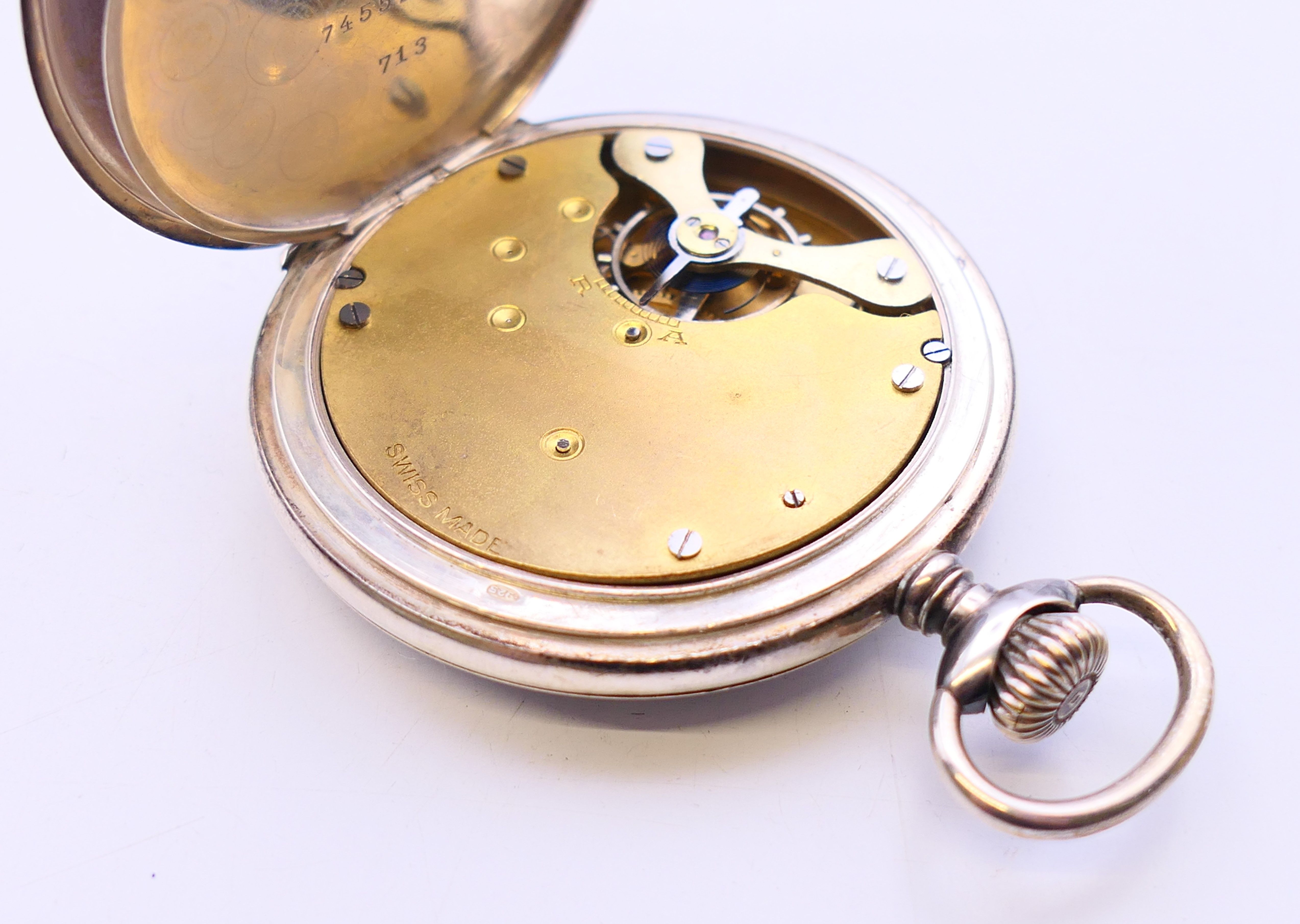 Five silver pocket watches. Largest 5 cm diameter. - Image 15 of 39