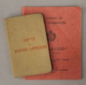 Hints To Young Officers booklet and The Royal Corps of Royal Engineers handbook.