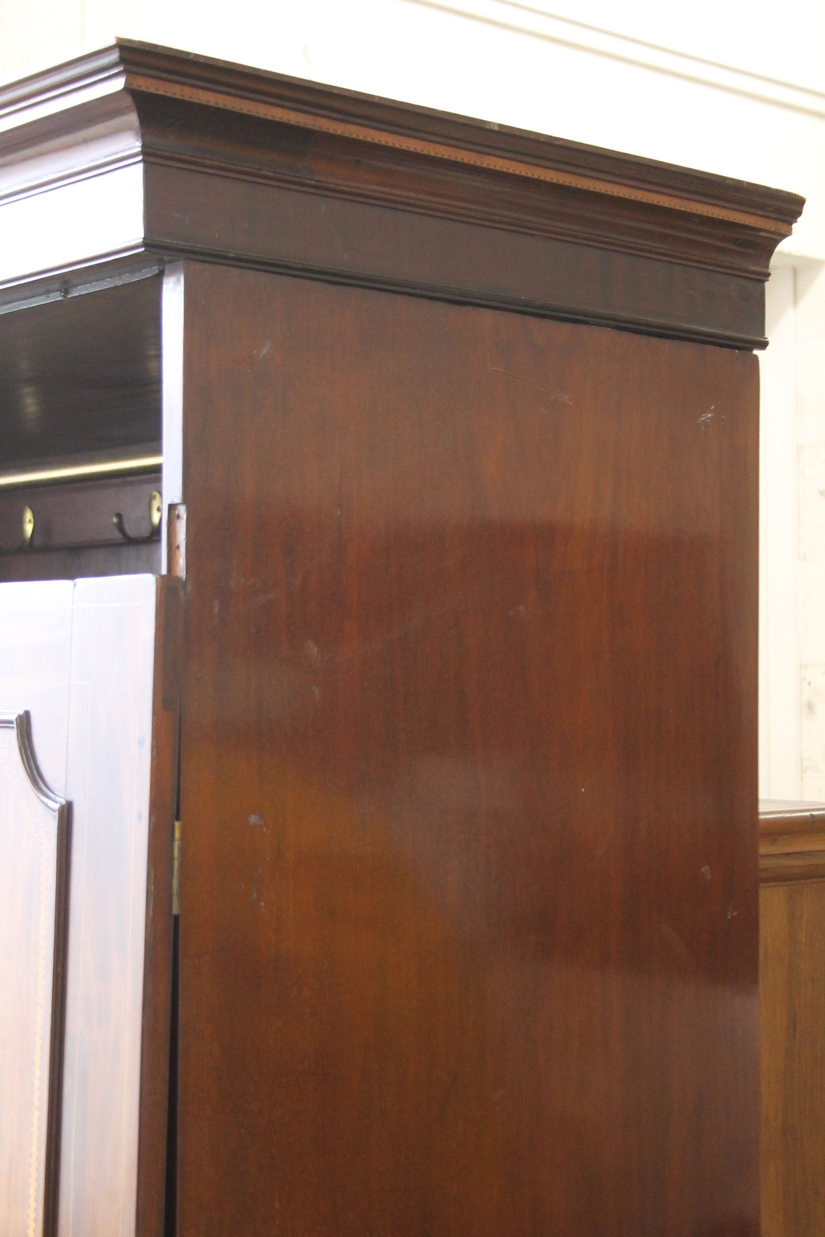 An Edwardian inlaid mahogany wardrobe. 150 cm wide x 194 cm high. - Image 5 of 9