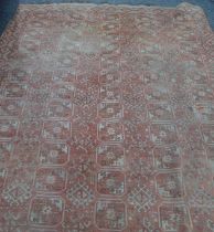 A large red ground rug. 200 cm x 360 cm.