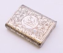 A silver vesta case. 4 cm x 3 cm.